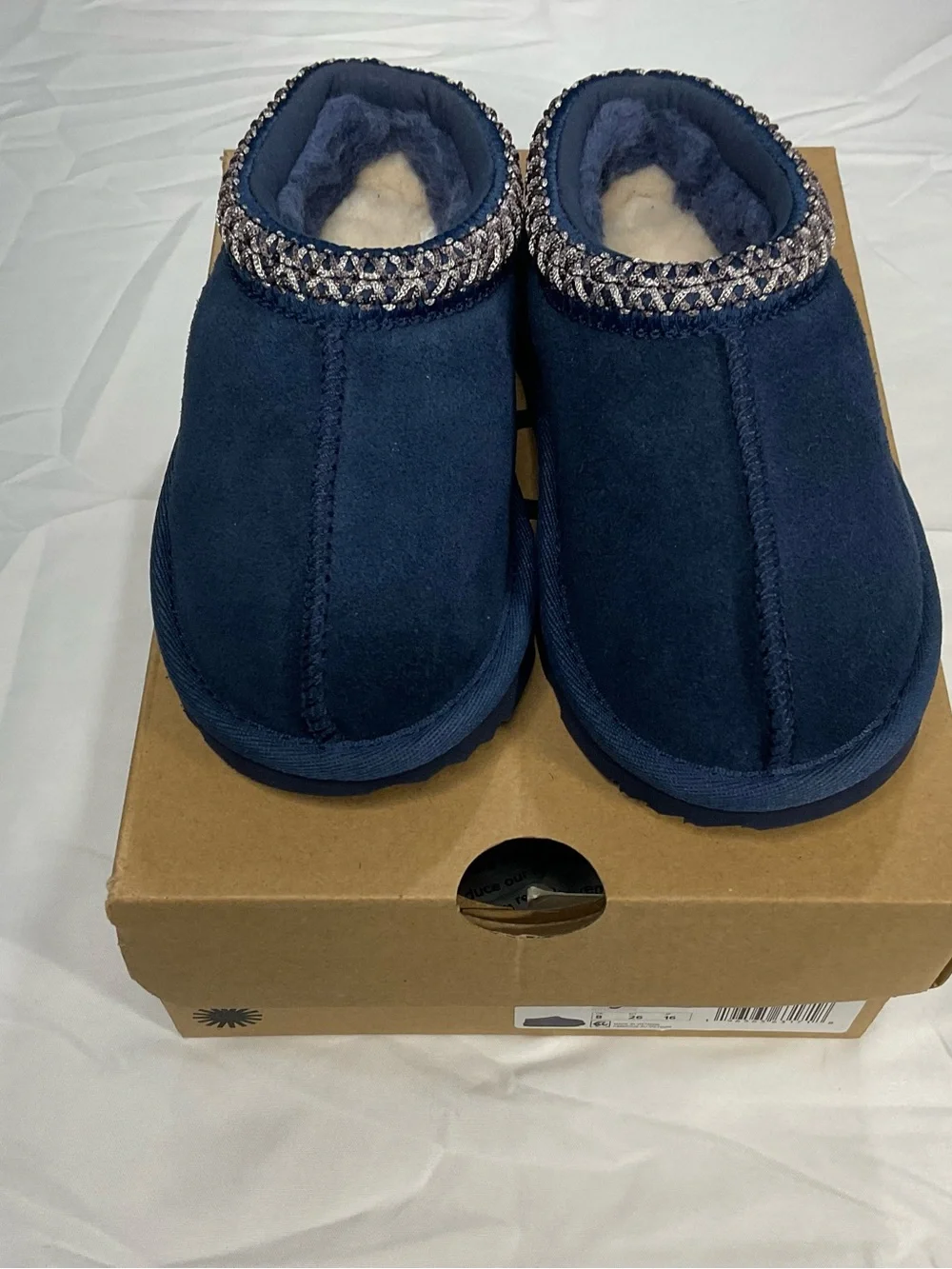 UGG Kids Navy Blue Slip-On Cozy Clog Slippers